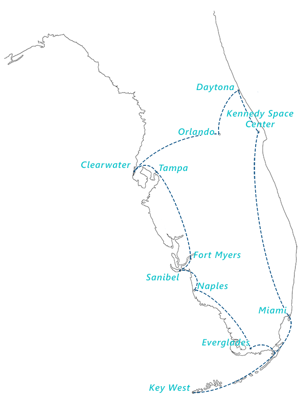 L'itinéraire de notre roadtrip en Floride